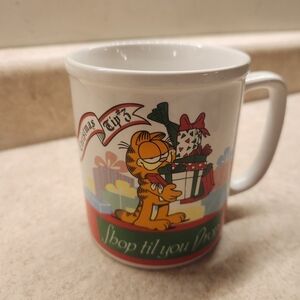Vintage 1978 Garfield Christmas Tip # 3 Shop Till You Drop Mug